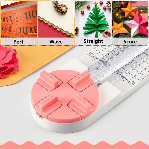 Multi-Function Scrapbooking Tool with Straight, Wave, Perforated & Creasing Blades