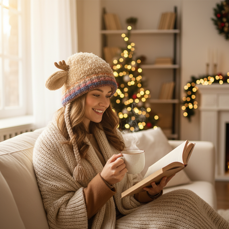 🎄Original design festive Christmas deer antler hat