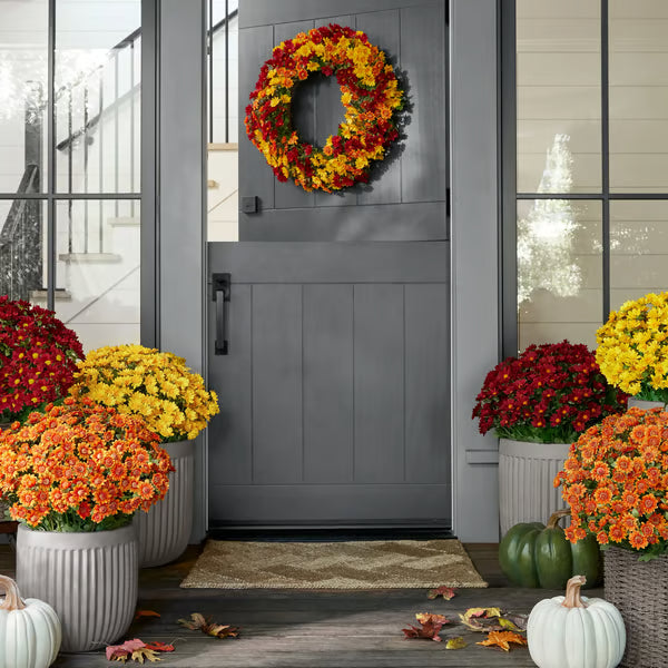 UV Resistant Artificial Sunset Mums Flowers
