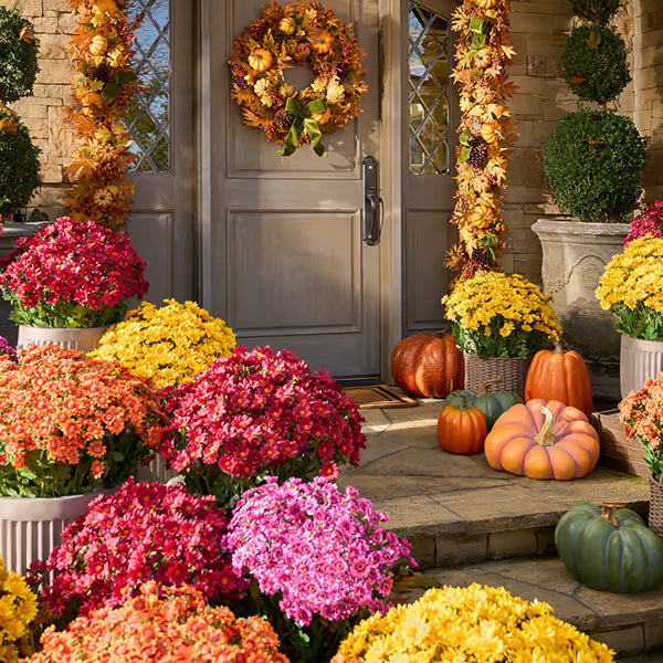 UV Resistant Artificial Sunset Mums Flowers