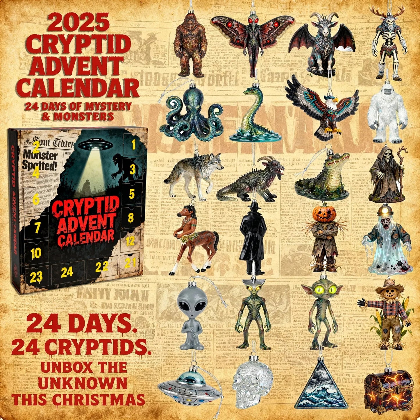 🦍🛸2025 Cryptid Advent Calendar - Unbox the Unknown This Christmas 🎁👽