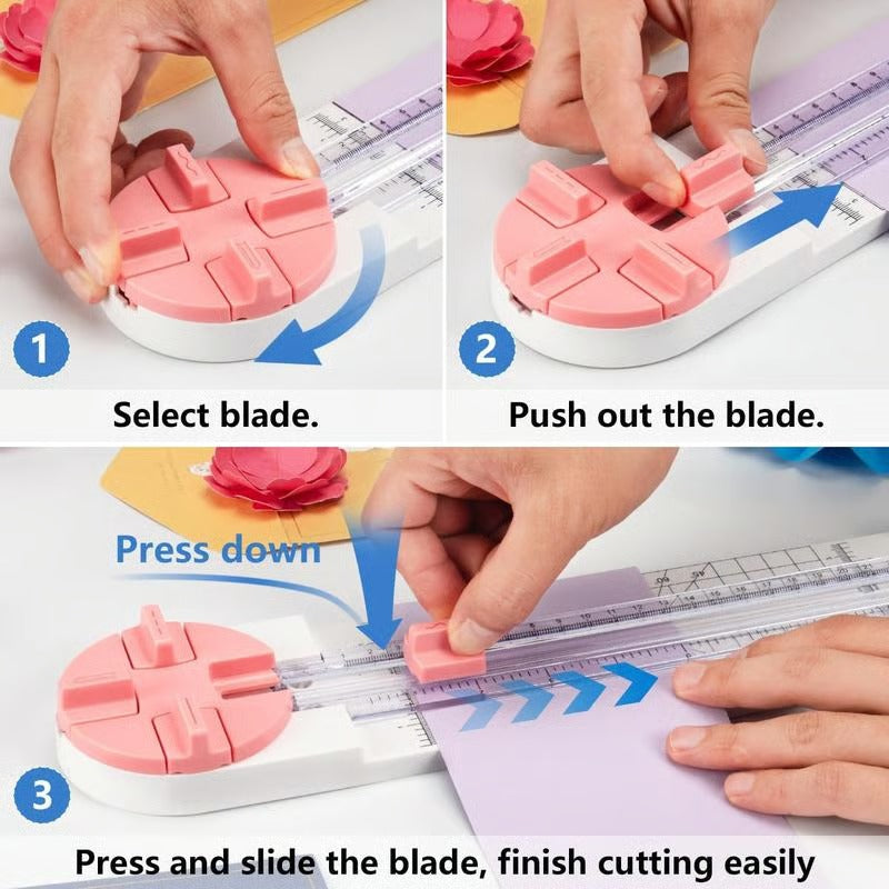 Multi-Function Scrapbooking Tool with Straight, Wave, Perforated & Creasing Blades