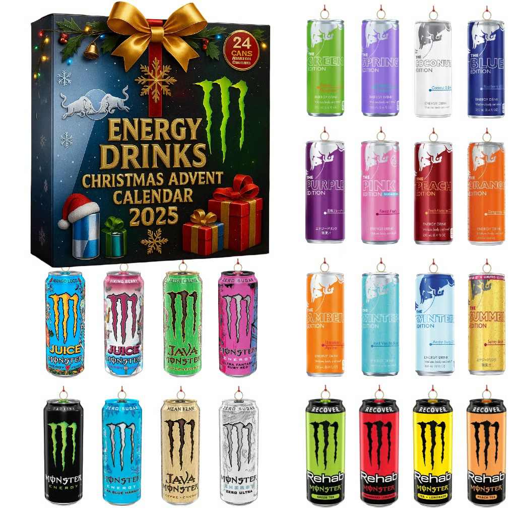 🎄2025 Energy Drink Can Advent Calendar with 24 Mini Bottled Energy Drinks