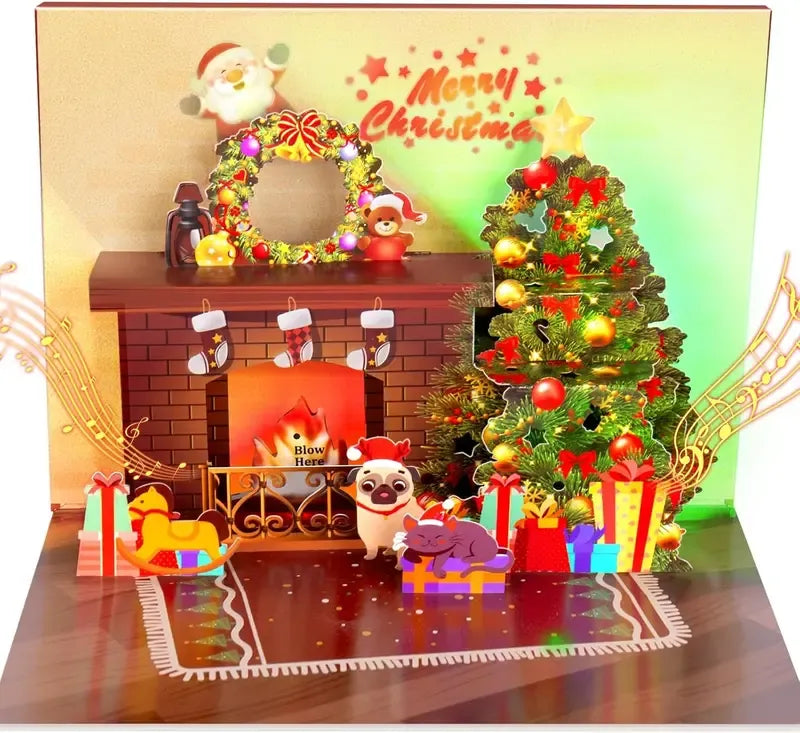 2025 New Arrival-🎅Christmas Card Pop Up with Light and Music