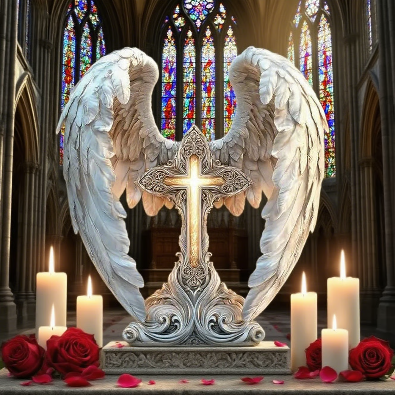 Angel Wings Cross Decor – Elegant Symbol of Divine Protection & Faith