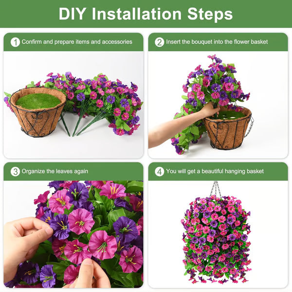 UV Resistant Hanging Artificial Autumn Morning Glory Vine