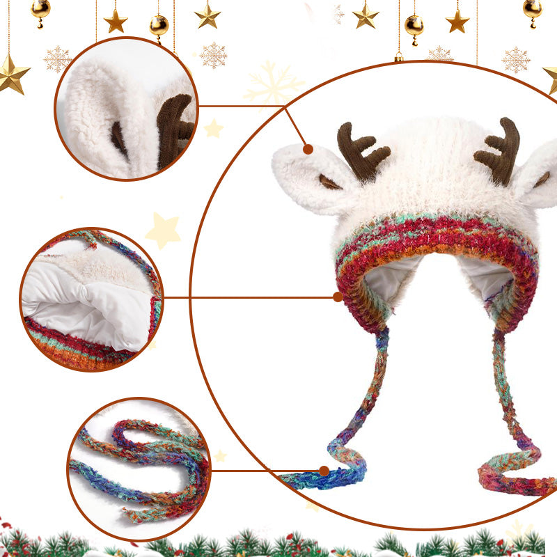 🎄Original design festive Christmas deer antler hat