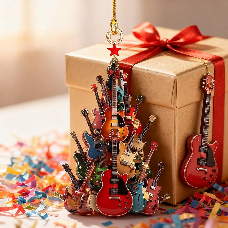Rockin' Around The Guitar Christmas Tree Ornament