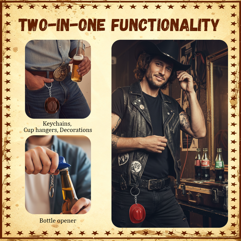 Cowboy Hat Keychain with Bottle Opener