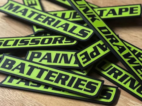 Custom Premium Magnetic Toolbox Labels for Tool Organization - 12 Pack of High Quality 3D Printed Personalized Magnets