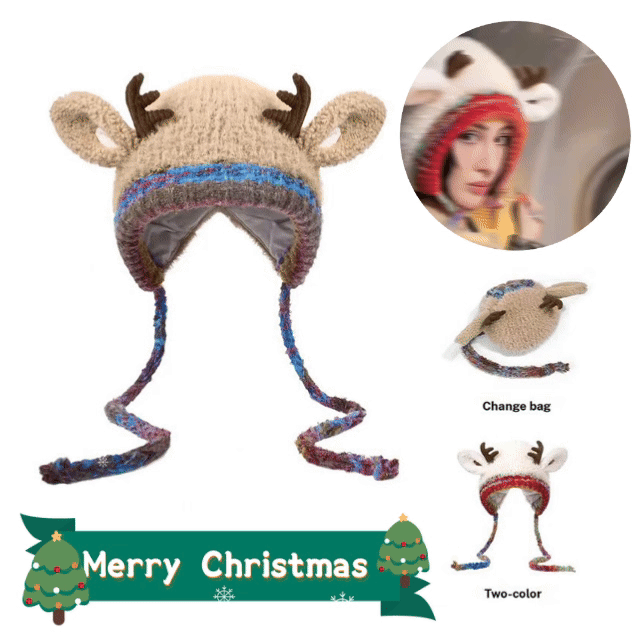 🎄Original design festive Christmas deer antler hat