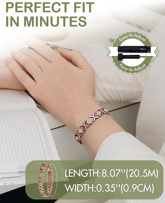 Zulfio® Copper Bracelets for Women. Pure Copper Magnetic Bracelet with 3800 Gauss Effective Magnets