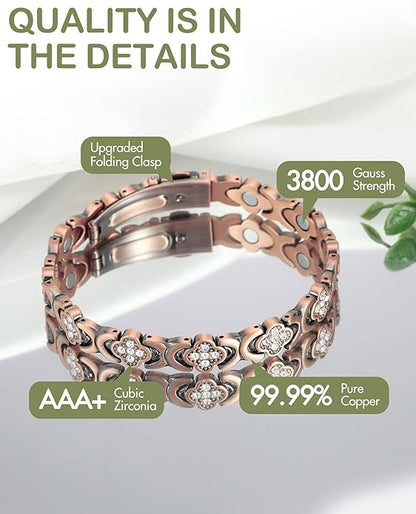 Zulfio® Copper Bracelets for Women. Pure Copper Magnetic Bracelet with 3800 Gauss Effective Magnets
