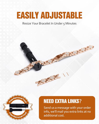 Zulfio® Copper Bracelets for Women. Pure Copper Magnetic Bracelet with 3800 Gauss Effective Magnets