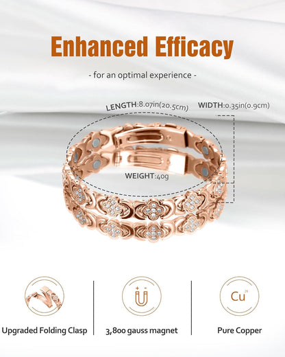 Zulfio® Copper Bracelets for Women. Pure Copper Magnetic Bracelet with 3800 Gauss Effective Magnets