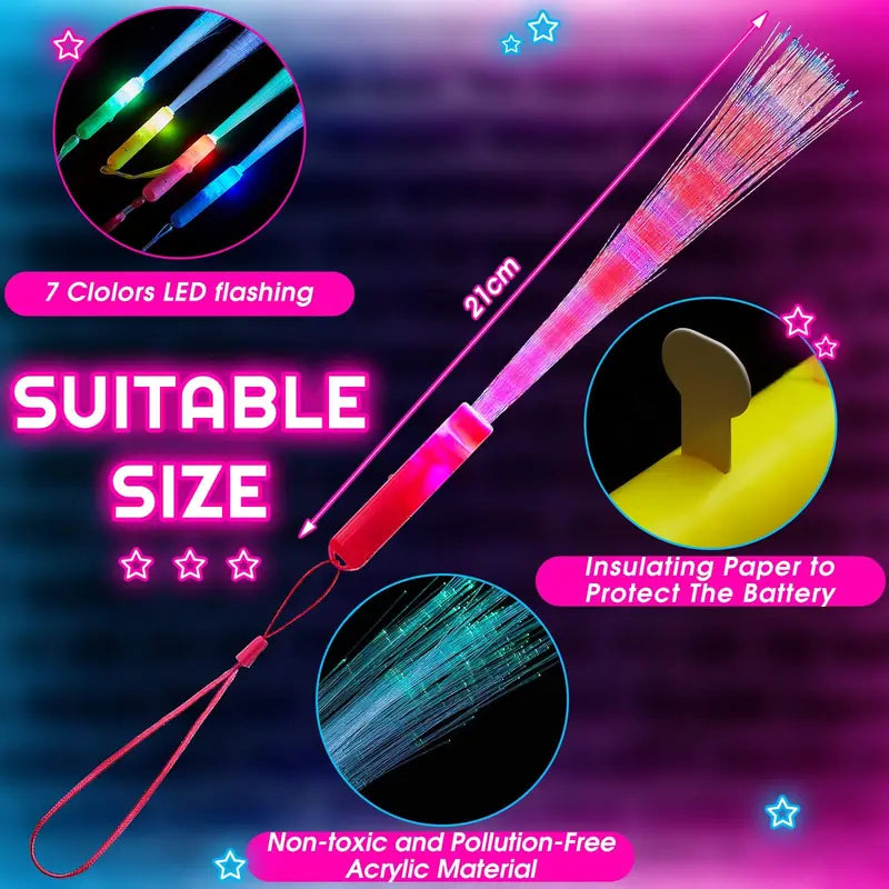 ✨ Colorful Fiber Optic Party Glow Sticks – Light Up Every Celebration with Reusable Glow-in-the-Dark Fun! 🎉