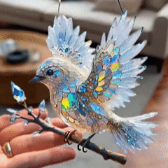 ✨3D Crystal Sky Spirit Bluebird Stained Art Ornament🐦