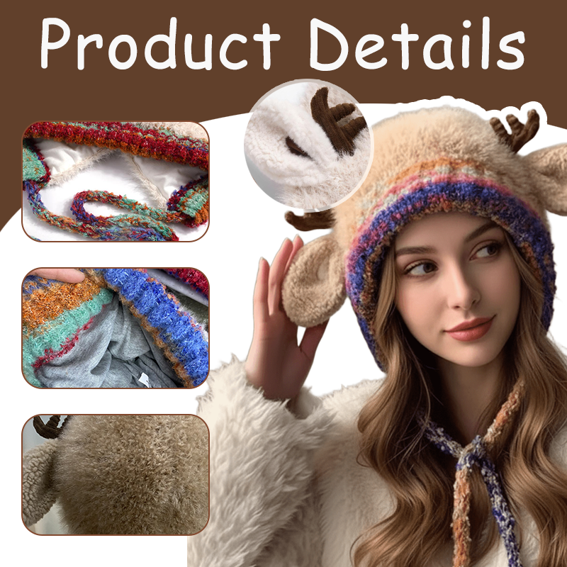 🎄Original design festive Christmas deer antler hat