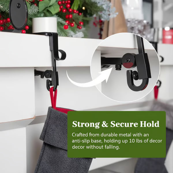 🎄 2-in-1 Fireplace Stocking & Garland Hanger – No Drill, No Mess