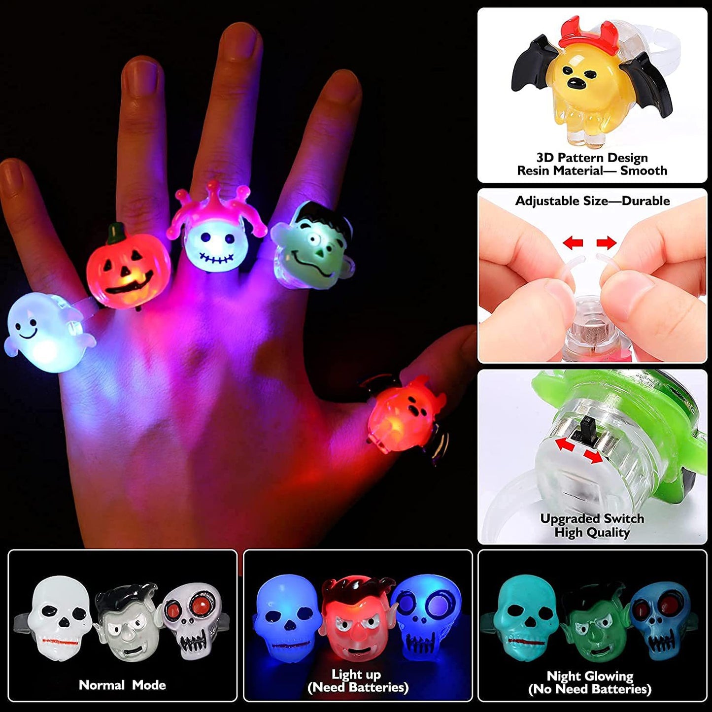 🎃 Hot Sale! 49% OFF –Halloween LED Glowing Rings 👻 Perfect Trick-or-Treat Alternative!