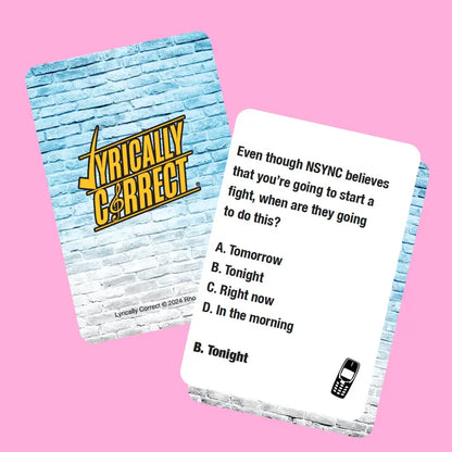Lyrically Correct Pop Quiz 90s & 2000s Edition Music Trivia Game