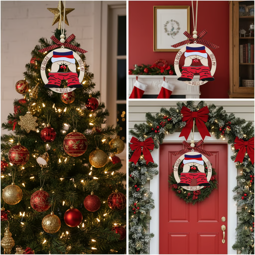 2025 Funny Wooden Santa Ornament