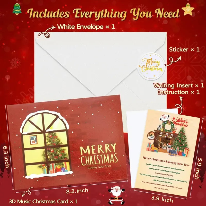 2025 New Arrival-🎅Christmas Card Pop Up with Light and Music