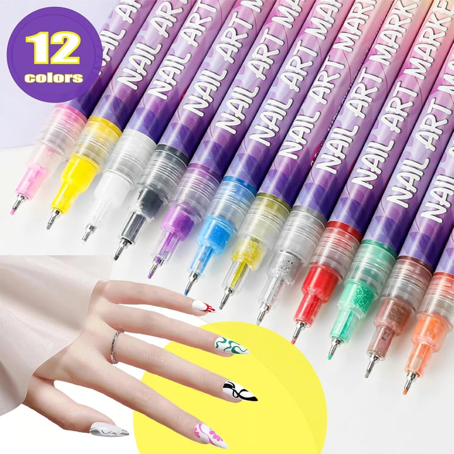 12 Colors Nail Art Pens Set
