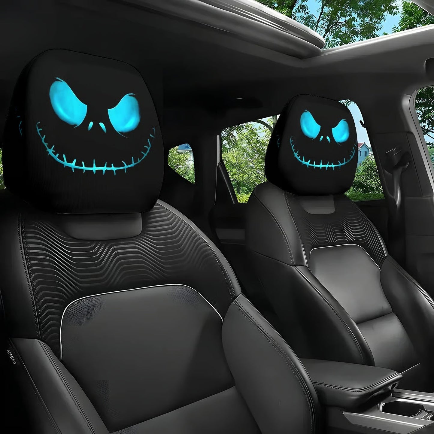 Funny Cartoon Big-Eyed Grin Car Seat Headrest Cover
