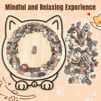135-Piece Wooden Cat-Shaped Puzzle