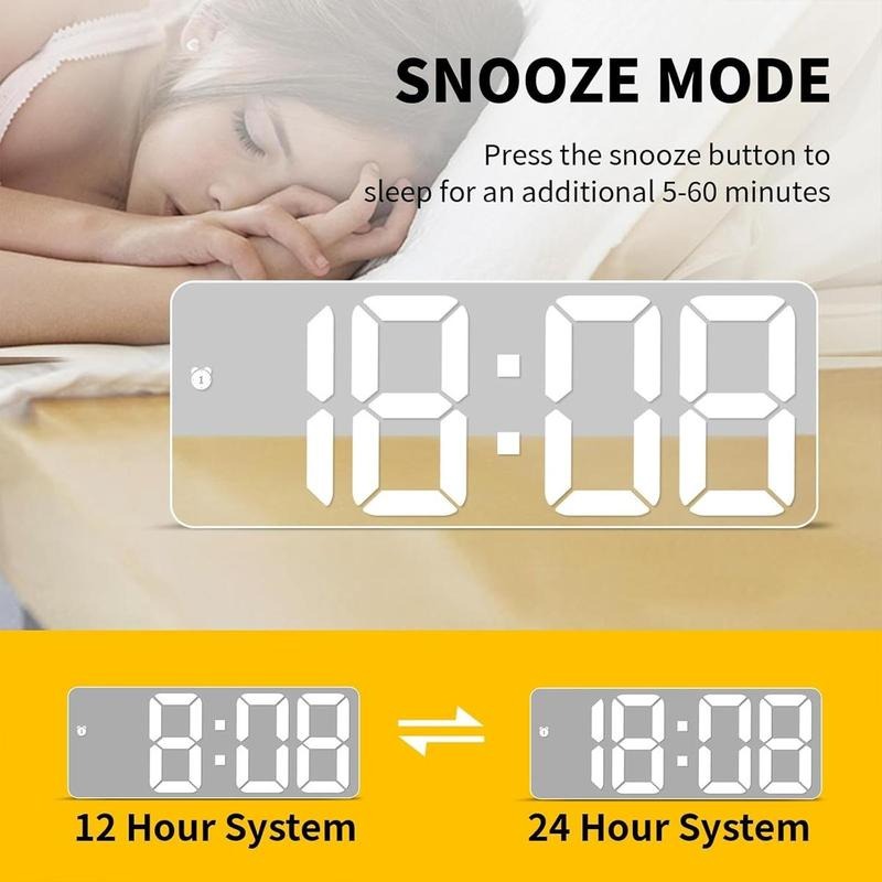 Mini size Large Display 6.3" Mirror LED Clock