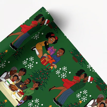 🔥This Week's Special Offer 49% OFF🎅🏾🤶🏾Home for the Holidays Black Santa Wrapping paper