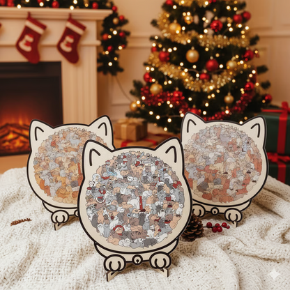 135-Piece Wooden Cat-Shaped Puzzle