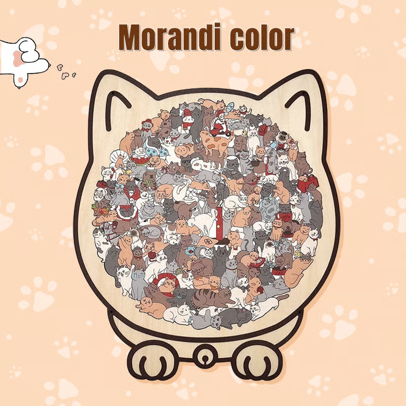 135-Piece Wooden Cat-Shaped Puzzle