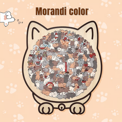 135-Piece Wooden Cat-Shaped Puzzle