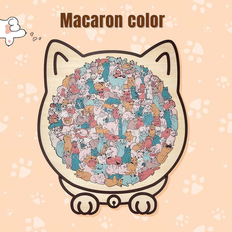 135-Piece Wooden Cat-Shaped Puzzle