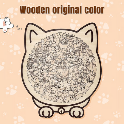 135-Piece Wooden Cat-Shaped Puzzle