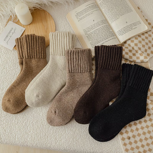 5 Pairs Women's Solid Mid-calf Socks