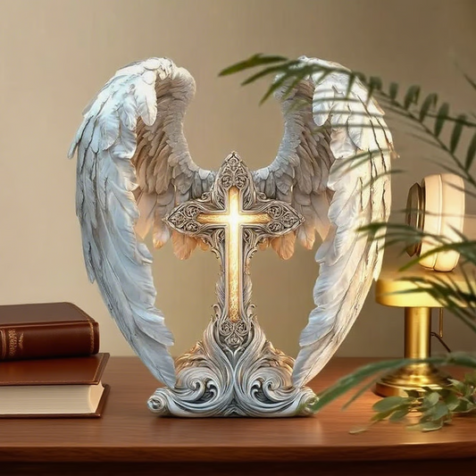 Angel Wings Cross Decor – Elegant Symbol of Divine Protection & Faith