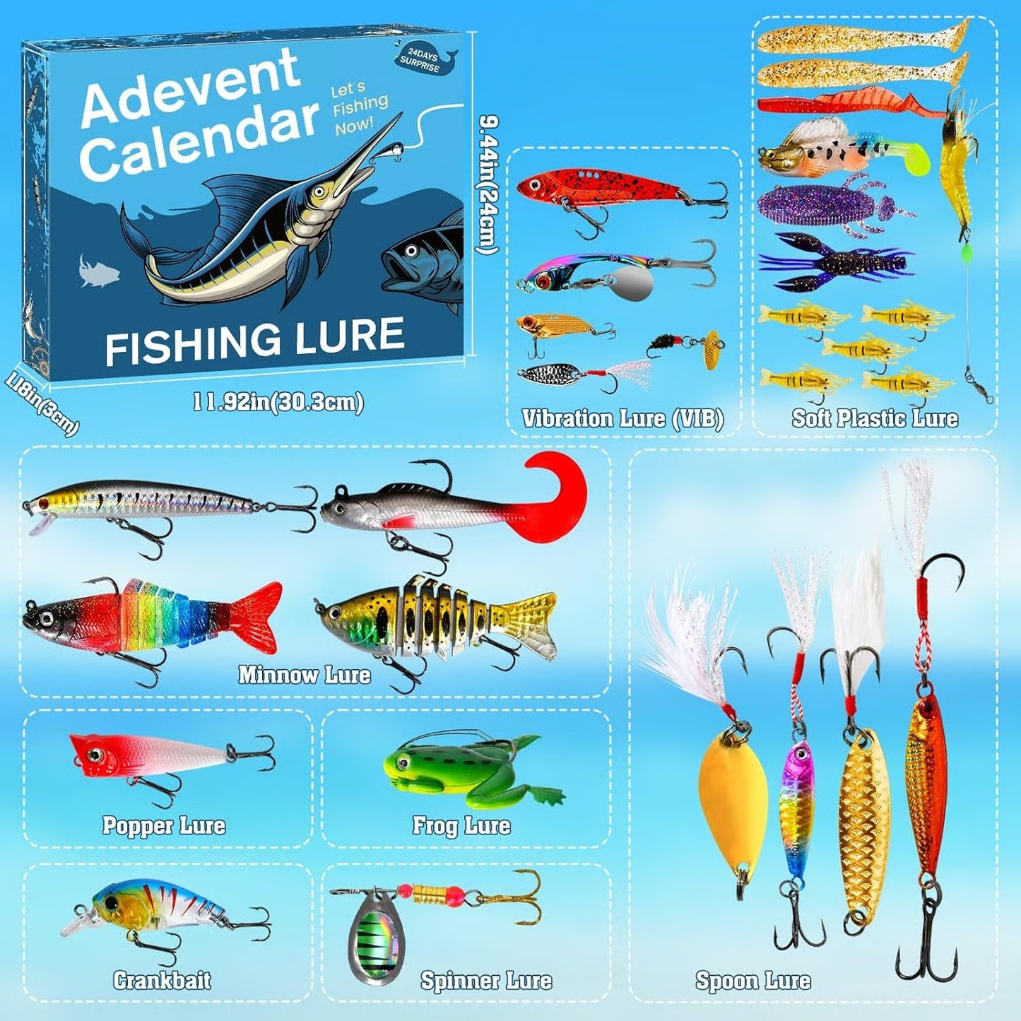 Fish Bait Advent Calendar - 24 Days Countdown Set