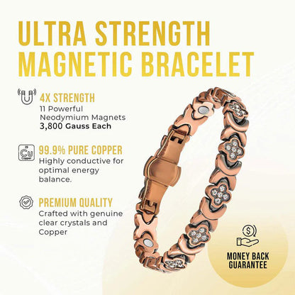 Zulfio® Copper Bracelets for Women. Pure Copper Magnetic Bracelet with 3800 Gauss Effective Magnets